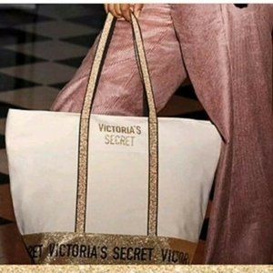 Victoria's Secret Champagne/Gold Sparkle Weekender.